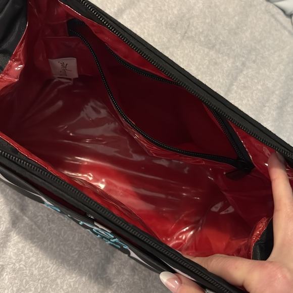 Large Black White Polka Dot Zipper Makeup Bag - Picture 7 of 9